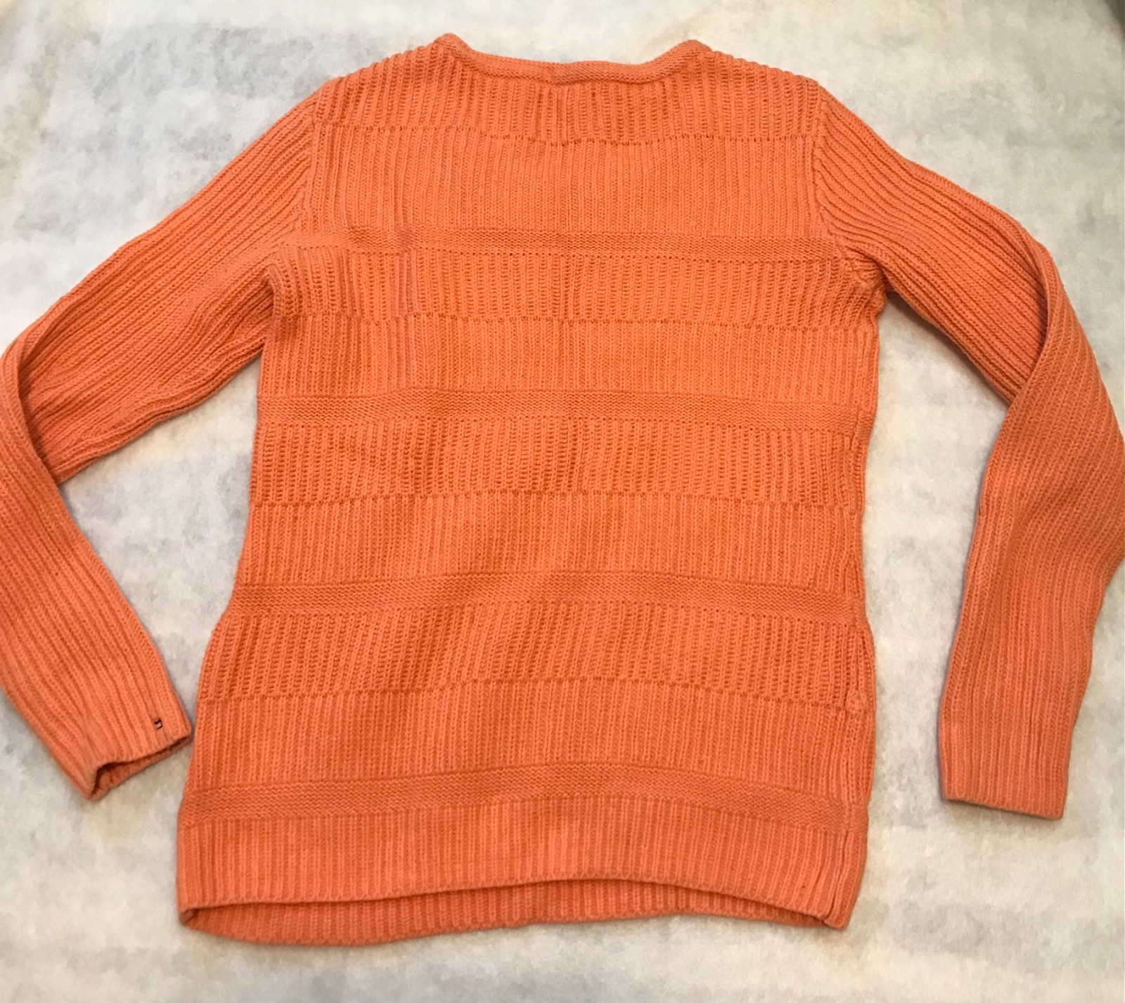 Tommy Hilfiger Coral Orange Cable Knit Sweater Women’s Medium Crewneck thumbnail 5
