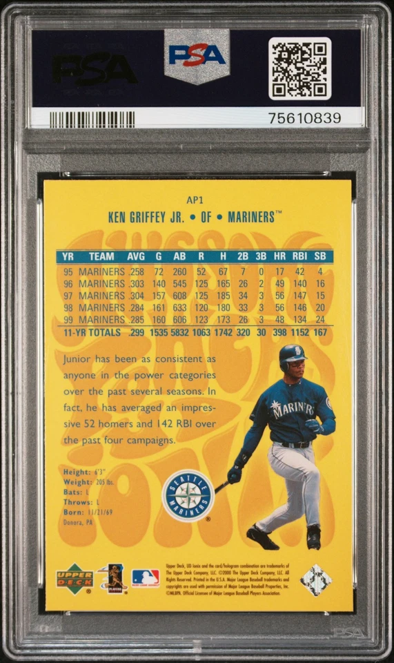 2000 Upper Deck Ionix Awesome Powers Ken Griffey JR. #AP1 PSA 9 - Image 2 of 2