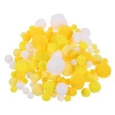 130Pcs Pom Felt Balls Fabric 1-3cm 10-30mm Yellow White for Craft DIY