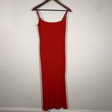 Wild Fable Women’s Midi Bodycon Micro Ribbed Red Sleeveless Dress Size Medium