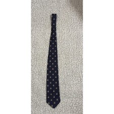 Brooks Brothers Makers Silk Tie Navy Blue Gold Fleece Logo Woven in England USA