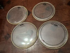 Set of 4 Yamaha Remo Batter Clear Drumheads  12" & 13"  Drum Heads