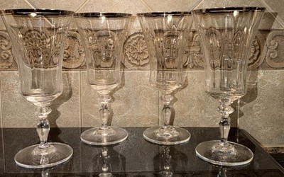 Lot of 4 Mikasa JAMESTOWN PLATINUM Iced Beverage Tea Glasses