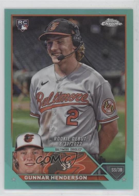 2023 Topps Chrome Update Rookie Debut Aqua Refractor /199 Gunnar Henderson 16w8