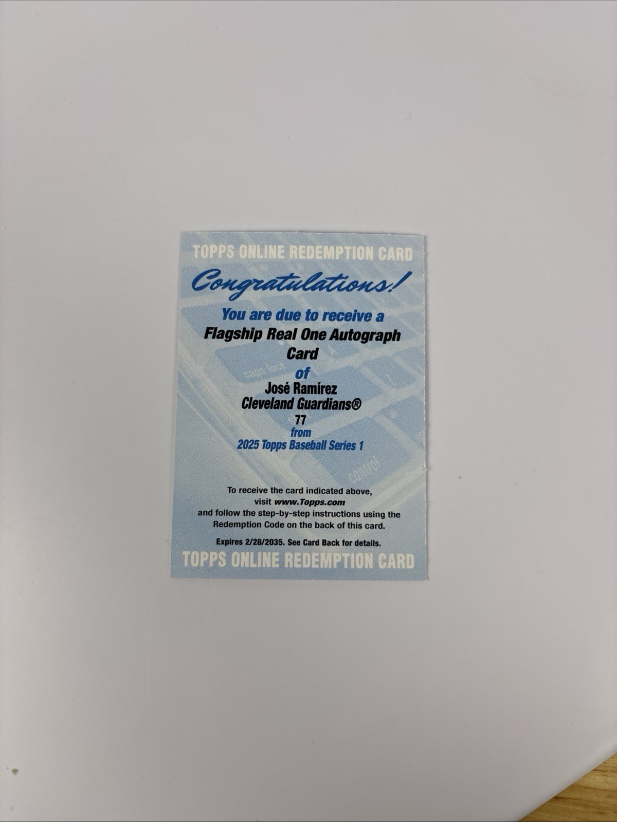 2025 Topps Flagship Real One Auto Redemption - Jose Ramirez - Indians