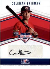 2018 USA Baseball Stars and Stripes 17U Black Ink #10 Coleman Brigman Auto /25