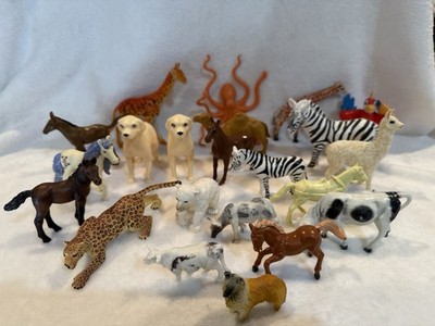 Domestic Zoo Farm Wild Animals Lot Toys Figures Wildlife Horse Bear Zebra Llama