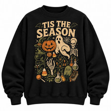 Vintage Ghost Pumpkin Halloween Sweatshirt Spooky Season Fall Graphic Crewneck