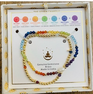 NIB Shivam The Seven Chakras Stretch Bracelets Set