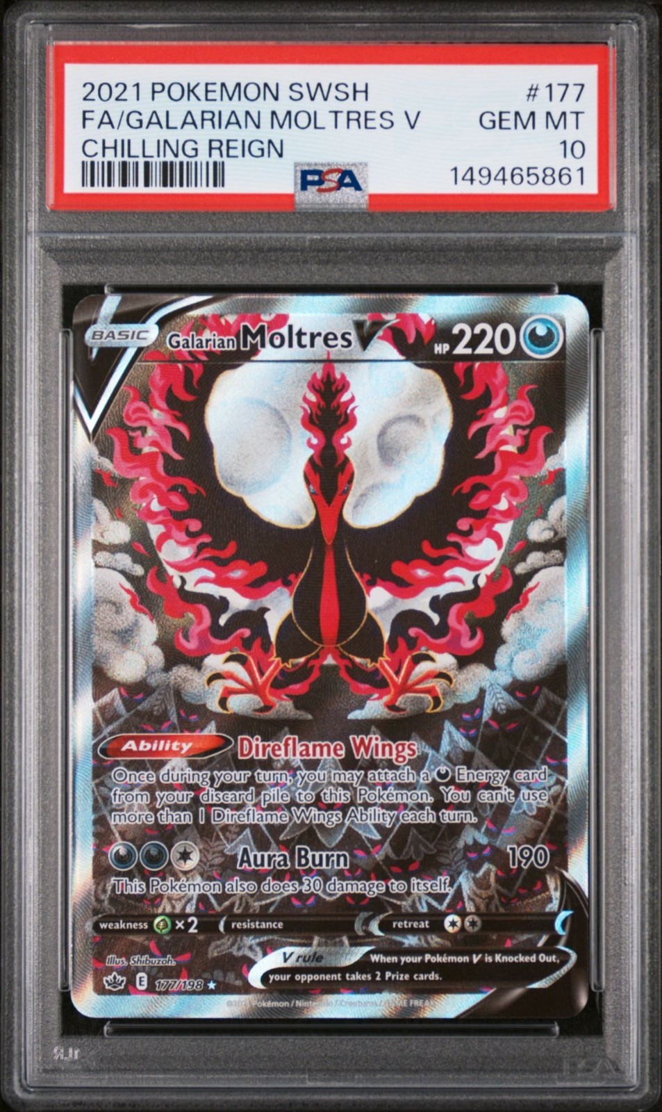 Pokemon 2021 Chilling Reign Galarian Moltres V 177 FRESH GRADE PSA 10 GEM MINT