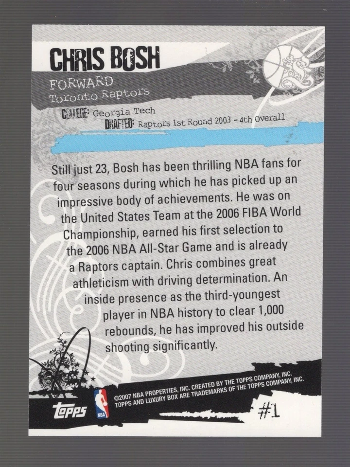 2006-07 TOPPS LUXURY BOX Chris Bosh GREEN #1.  147/329 - Image 2 of 2