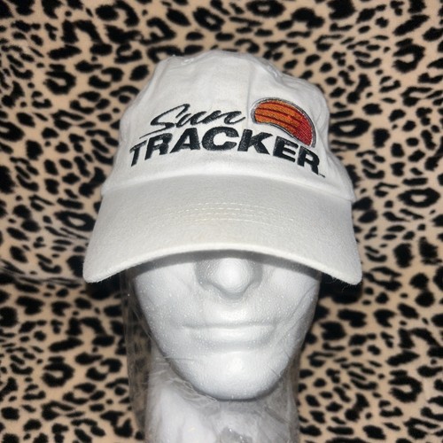 Sun Tracker Boat Tracker Fishing Outdoor Hat Cap White Embroidered Strapback