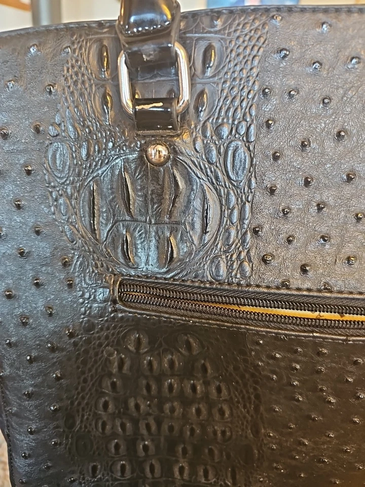 Bolsa de mão feminina Dasein bolsa satchel couro avestruz - Imagem 2 de 4