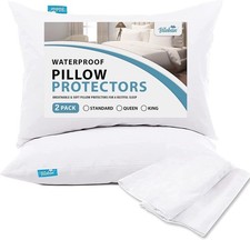King Pillow Protector Waterproof 4 Pack Pillow Cases with Zipper Noiseless