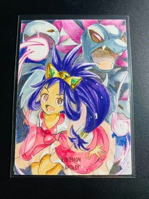 Snowflakes Pokemon Fantasy Iris & Feraligatr 1/1 Origin Sketch Card by Wenrou