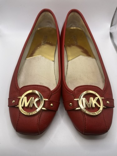 Michael Kors Fulton Mokassin Flats Rot Slipper Leder Obermaterial 8,5M