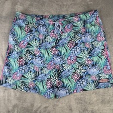 Vineyard Vines Swim Trunks Men XXL Turtle Pineapple Blue Green Beach Mesh Lined