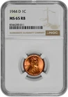 1944 D 1c Lincoln Wheat Cent NGC MS 65 RB