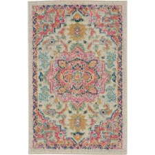 Passion Ivory/Pink Doormat 2 Ft. X 3 Ft. Persian Modern Transitional Kitchen Are