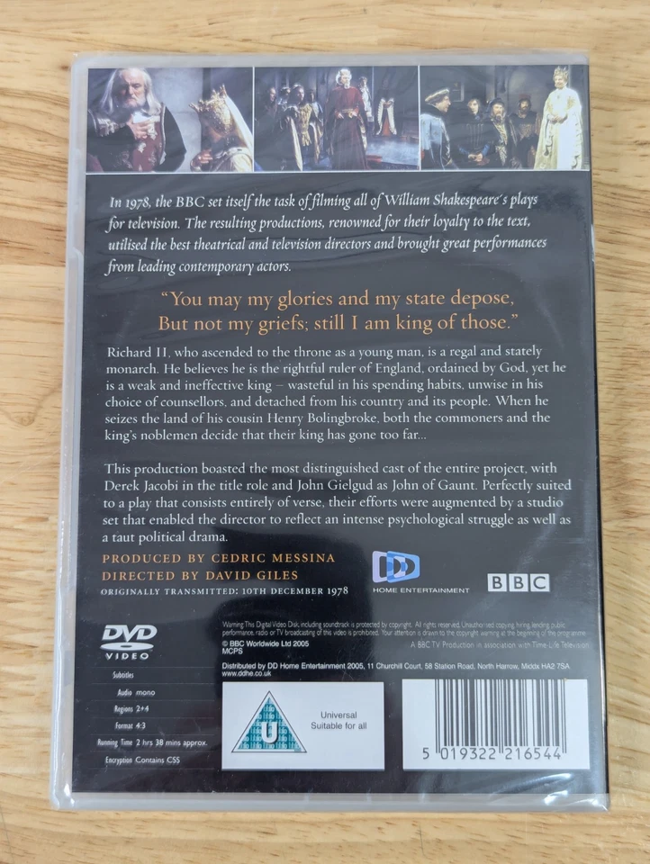 BBC William Shakespeare: Richard II - 1978 DVD Region 2 & 4 New & Sealed - Image 2 of 4