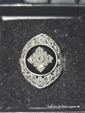 Vintage Art Deco Sterling Silver 925 Black On...