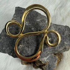 Vintage Free Form Swirl Abstract Gold Tone Brooch