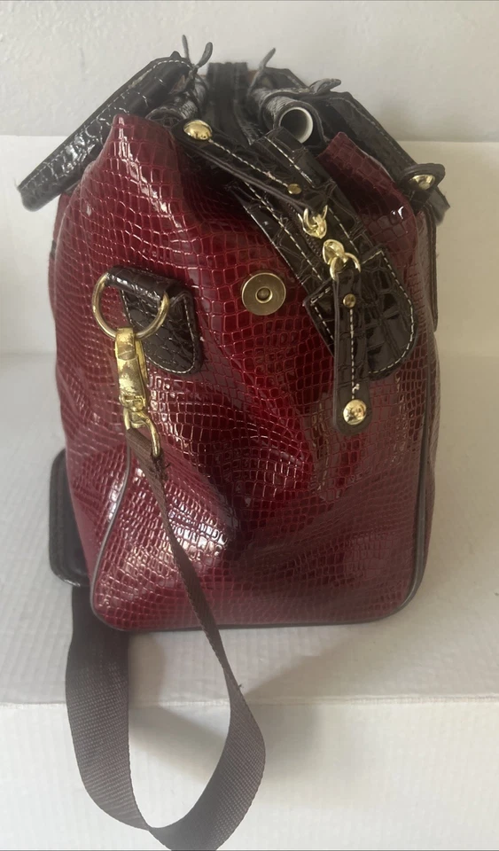 "Bolsa de viaje de fin de semana Samantha marrón rojo/marrón cocodrilo en relieve equipaje de mano 18""" Foto 4 de 4