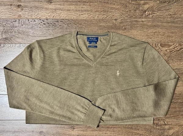 Men Polo Ralph Lauren Sweater Beige Wool 42 / XL / #CJZA
