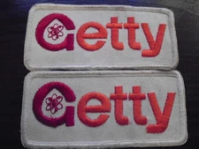 2-VINTAGE GETTY GAS OIL Advertising Patches