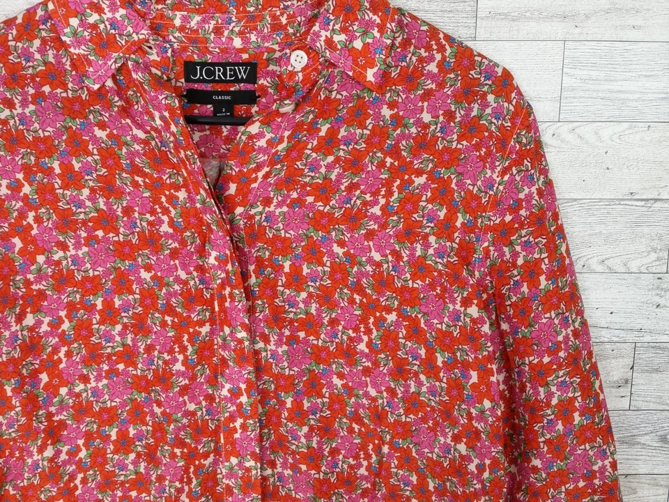 Feminino J. Camisa Crew laranja rosa primavera floral cupro mistura botão para baixo tamanho 2 - Imagem 4 de 4