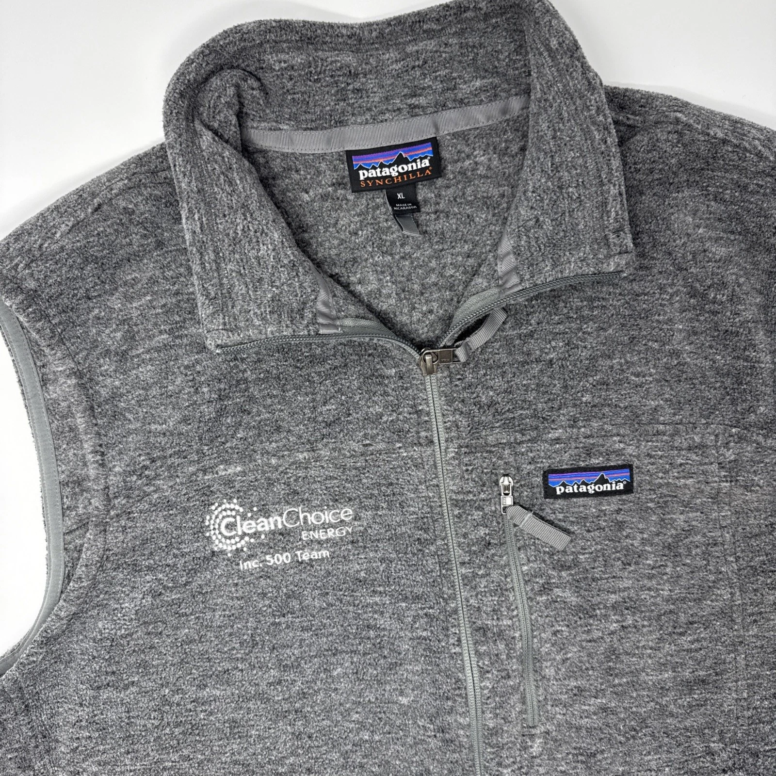 Patagonia Classic Synchilla Vest Mens XL Gray Fleece Full Zip Logo