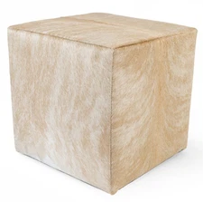 ACTUAL PICTURE Real Cowhide Hair On Square Ottoman / Pouf / Footrest 18x18x19"