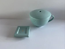 Tea Forte Covered Cafe Cup & Tray Holder Mint Green Relaxing Experience Comfort