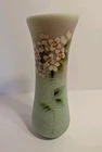 FENTON ART GLASS HP FLOWERS ON LOTUS MIST BURMESE VASE 4376-FB STEPHENS