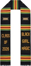 Kente Graduation Stole Sash for Black Grads 2026  Black Girl Magic Pride