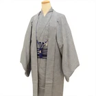 Vintage Japanese Kimono | Men's Tsumugi Ensemble | Gray Silk | tt2193b*