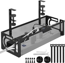 Under Desk Cable Management Tray No Drill, Metal Mesh Cable Management Under De