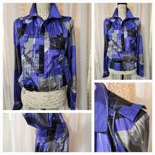 Diesel Women's Small Abstract Purple Print Utility Pockets Bomber Jacket