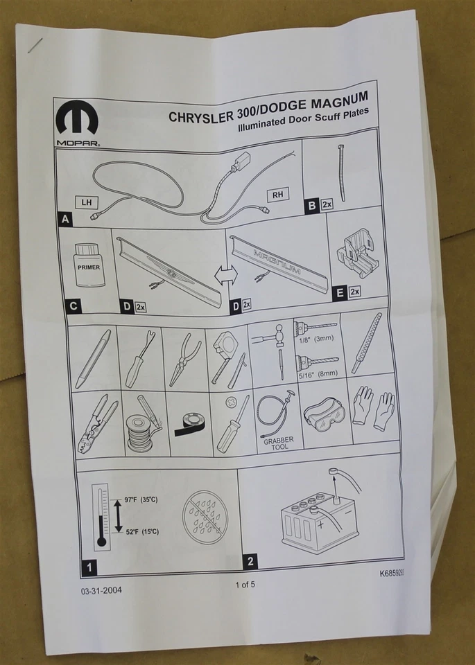 Placa de desgaste interior iluminada Chrysler 300 82208041AB estribos de puerta paso OEM Foto 4 de 4