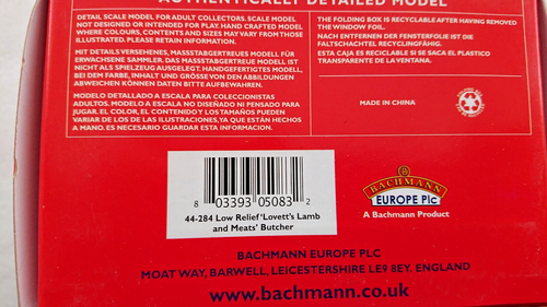 Bachmann Scenecraft 44-284 OO Gauge Low Relief Lovett's Butchers Just Plug NEW - Picture 2 of 3