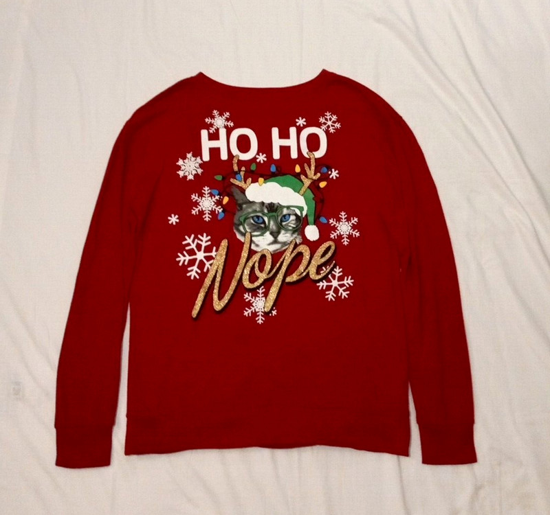 No Boundaries Christmas Shirt Ladies Size S Color Red " Ho Ho Nope "