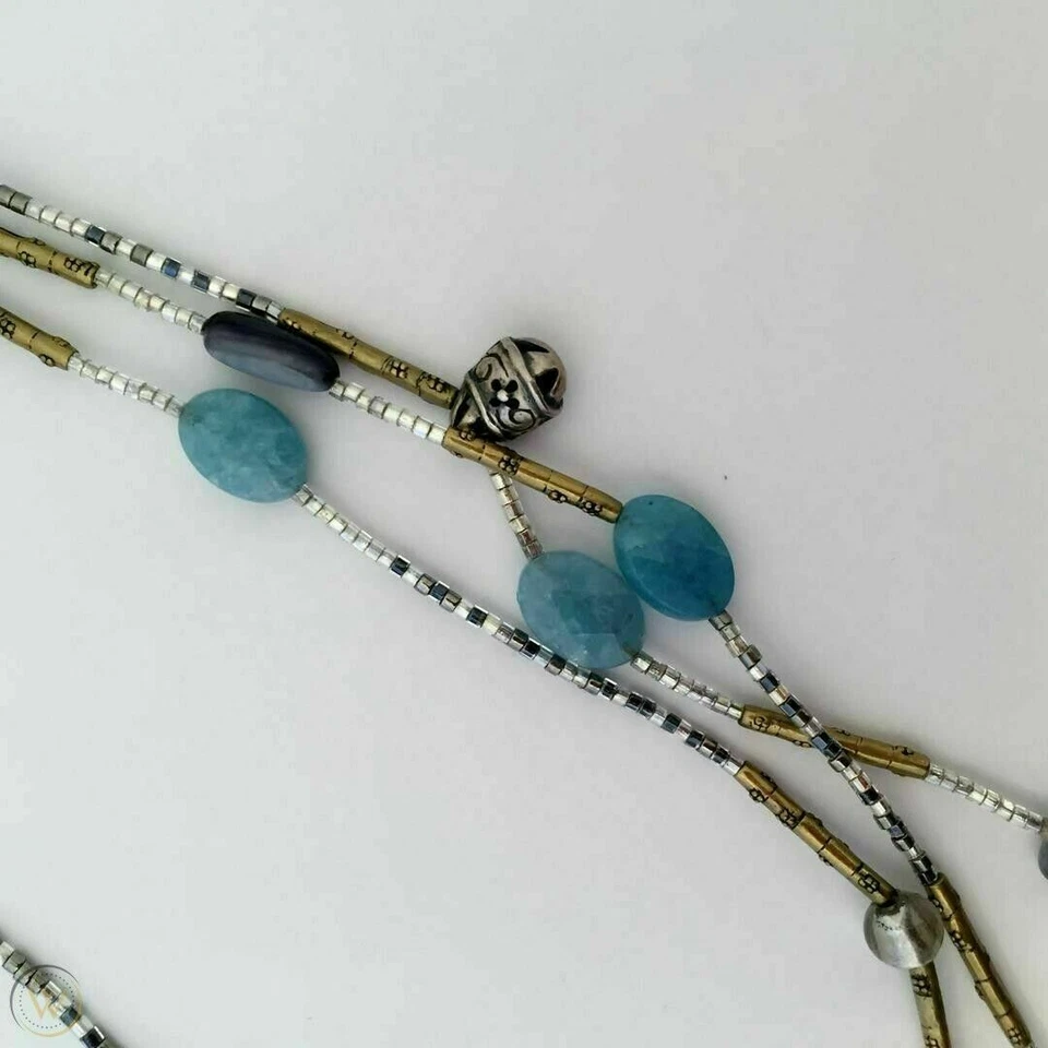 COLLAR SILPADA PLATA ESTERLINA CUARCITA CIANITA LATÓN CONCHA N2461 Foto 3 de 4