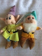 Disney Store Bean Bag DOPEY and Happy Snow White Dwarves Plush 9" Tall Exclusive