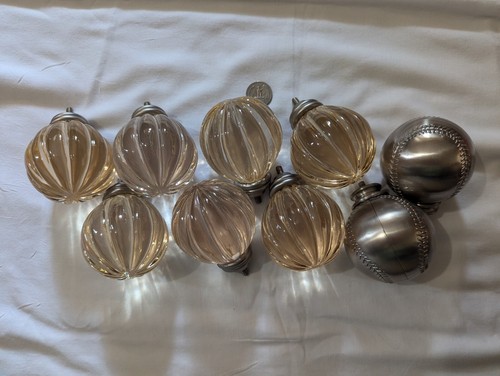 Pottery Barn Kids Clear Pink Acrylic Finials X 7 And Metallic Baseballs X 2