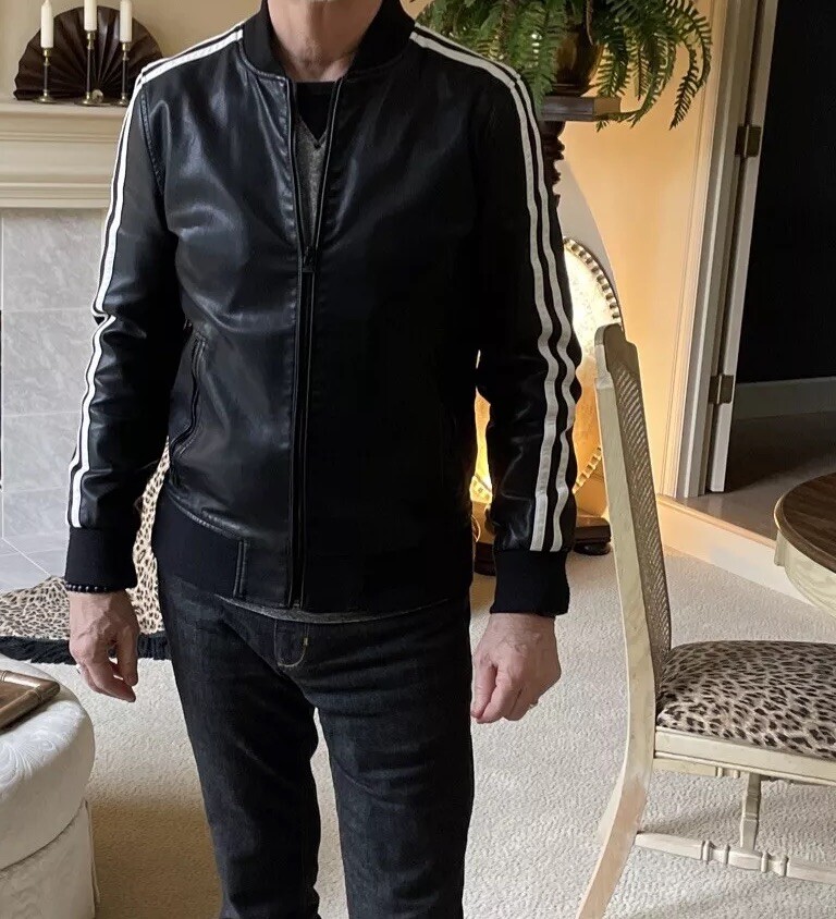 Xray Jeans Style Faux Leather Jacket Small Full Zip Black White