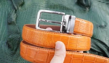 Orange Genuine Crocodile Belly Leather Skin Men's Belt With Buckle #D62