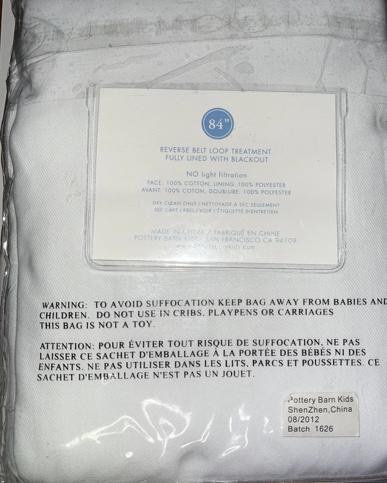 Nuevo Pottery Barn Niños Sarga Blackout Panel Cinturón Lazo 84 x 44 Foto 3 de 4