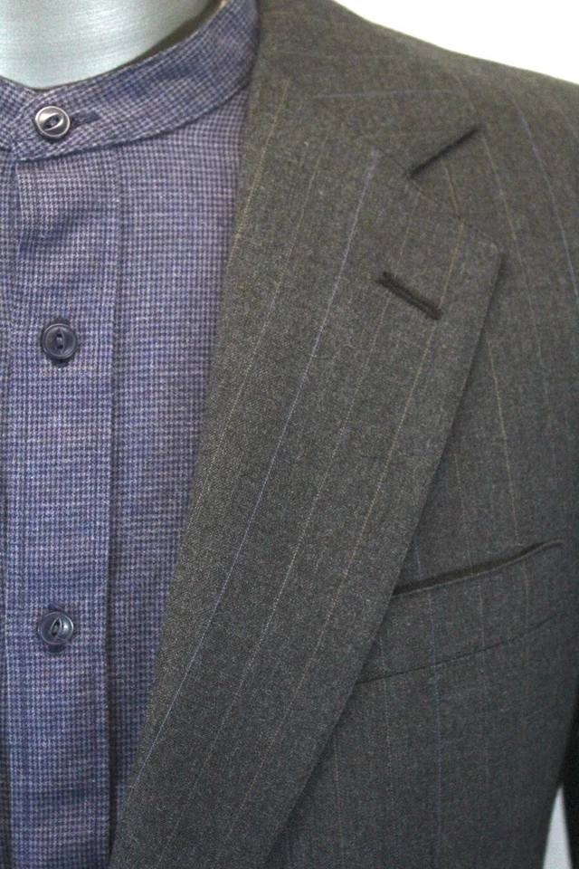 mens charcoal pinstripe Vintage 80s Cricketeer 2pc Pant Suit all season 40 R - Image 3 of 4