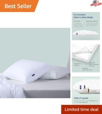 Standard White Pillow - 2 Pack - Breathable Cotton Cover - Machine Washable