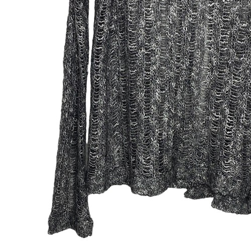 Harley Davidson Womens Size Large Gray Open Weave Mohair Sweater Split Back - Picture 4 of 11